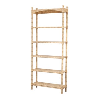 Faux Painted Marbleized Bamboo Étagère For Sale