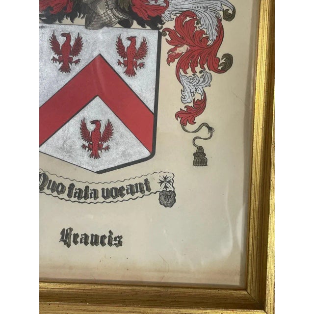 Antique Crest Painting, Coat of Arms Francis, Hand Painted Family Crest For Sale In West Palm - Image 6 of 13