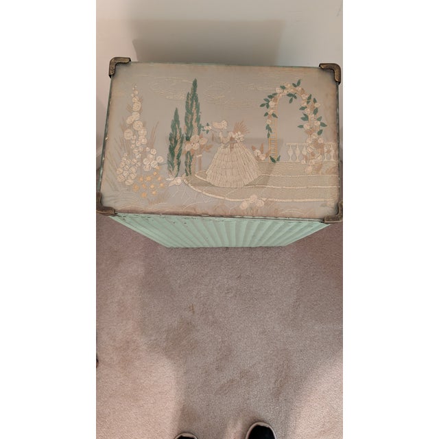 Adorable & Truly Unique Hand Painted Hamper/ Storage Piece-featuring Mint Green overall color, (Vintage Paint), Beautiful...