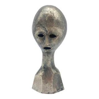 Mid 20th Century Modernist Alien Metal Bust by Andre Minaux For Sale