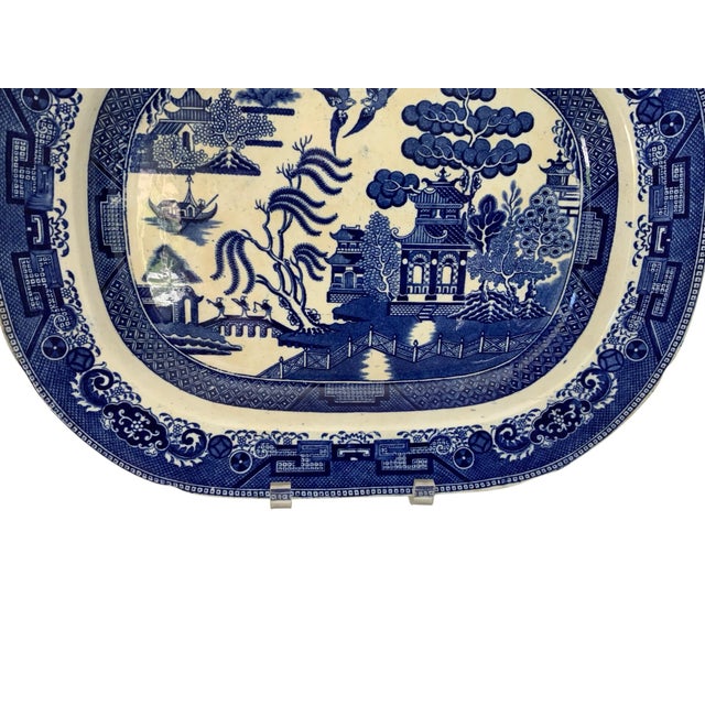 Antique Ridgways Blue Willow Platter 15.75" Dual Marked Stoke-on-Trent C. 1885 For Sale In Palm Springs - Image 6 of 8