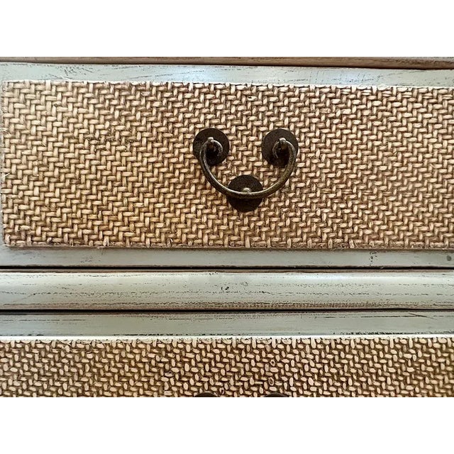 Chinese 1980s Asian Rattan Inlaid Dresser-Bluish Grey For Sale - Image 3 of 7