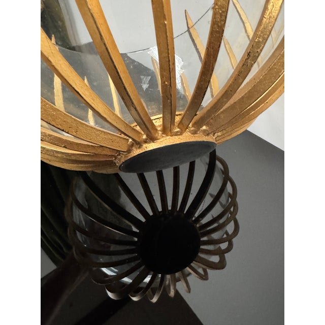 Early 21st Century Sunburst Gilded Metal and Glass Bowl For Sale - Image 5 of 8