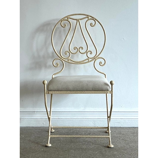 Vintage Textured Wrought Iron Chair For Sale - Image 4 of 12