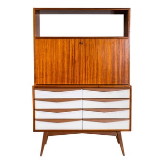 Mid-Century Modern Cabinet with Eight White Drawers, 1950s For Sale