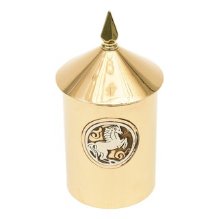 Vintage Bronze and Sterling Silver Horse Medallion Box by Silver Crest, 1950's For Sale