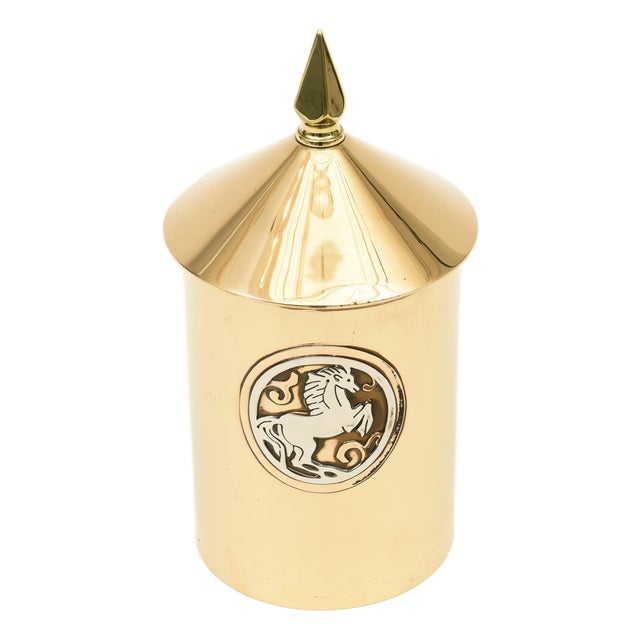 Vintage Bronze and Sterling Silver Horse Medallion Box by Silver Crest, 1950's For Sale
