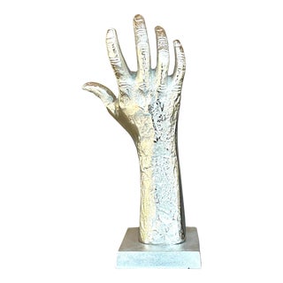 Vintage Boho Silver Metal Hand Sculpture For Sale