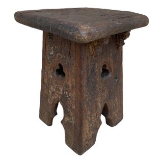 Early 20th Century French Dark Oak Stool, 1910s For Sale