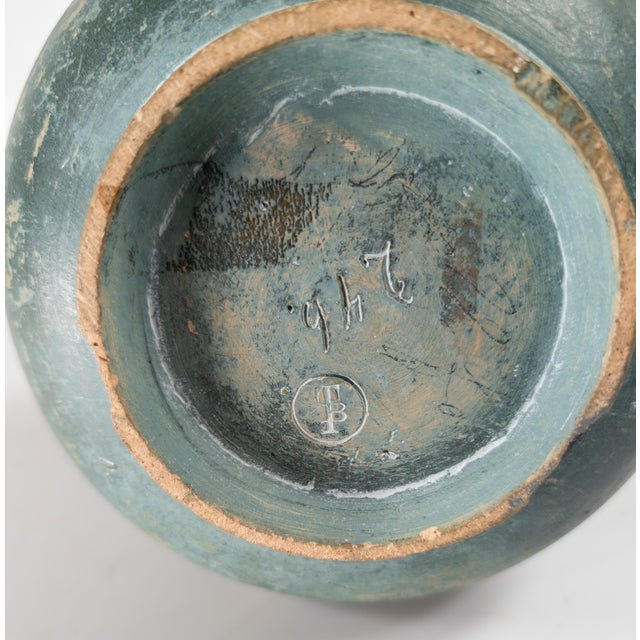 19th Century Arts and Crafts Verdigris Green Pottery Vase With Lizard, Restored For Sale - Image 13 of 13