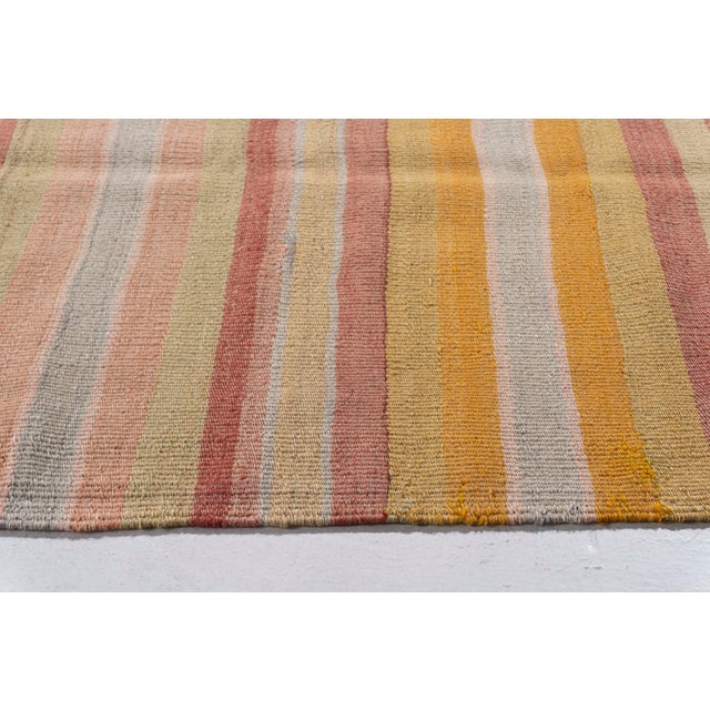 Contemporary Vintage Circa 1940 Orange Turkish Kilim Flatweave Rug 5'7 X 8'6 For Sale - Image 3 of 12