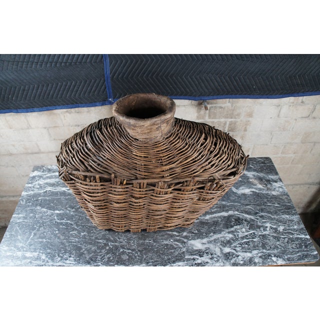 Early 20th Century Antique Chinese Woven Willow Oil Container Food Storage Basket Vessel Jar For Sale - Image 6 of 10
