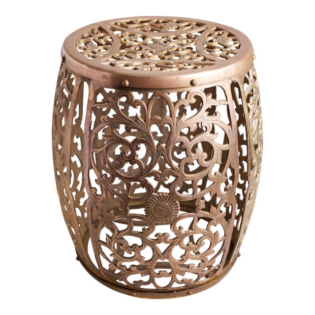 1960s Chinoiserie Brass Stool For Sale