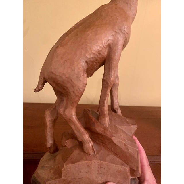 Mid 20th Century Large Black Forest Wooden Chamois Carving For Sale - Image 10 of 13