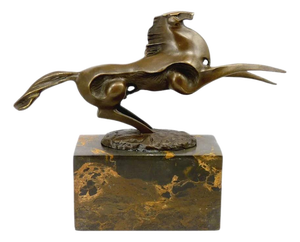 Bronze Horse Statue with Black Marble Base