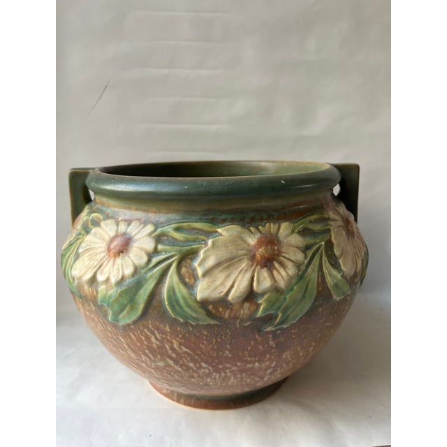 Art Deco Vintgae Roseville Dahlrose 1920s Vintage Pottery Jardiniere Planter For Sale - Image 3 of 13