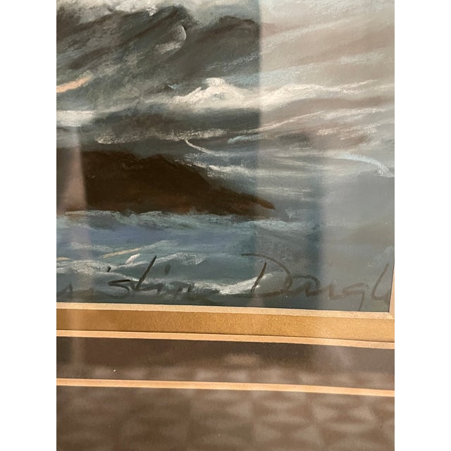 1970s 1970s Seascape Watercolor Pastel Painting by Christine Douglass For Sale - Image 5 of 5