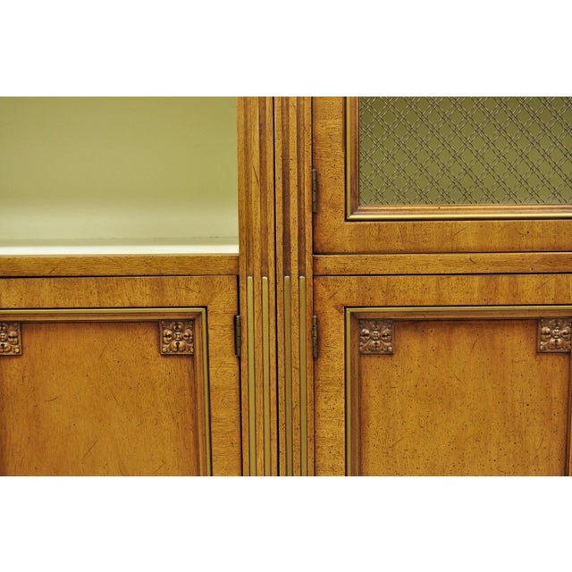 Brown Mid 20th Century Henredon French Country Provincial Walnut Fruitwood 3 Pc Wall Unit Bookcase For Sale - Image 8 of 18