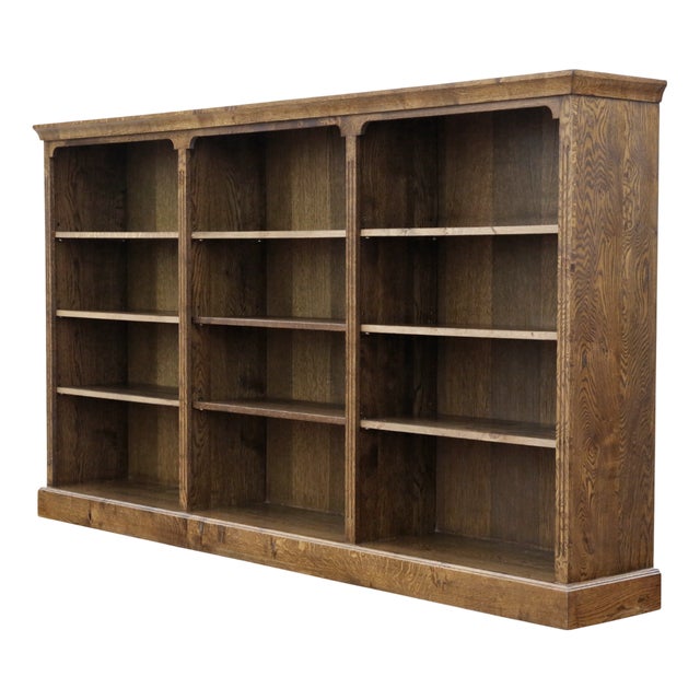 Large Vintage 20th Century Adjustable Oak Open Bookcase, 1920s For Sale