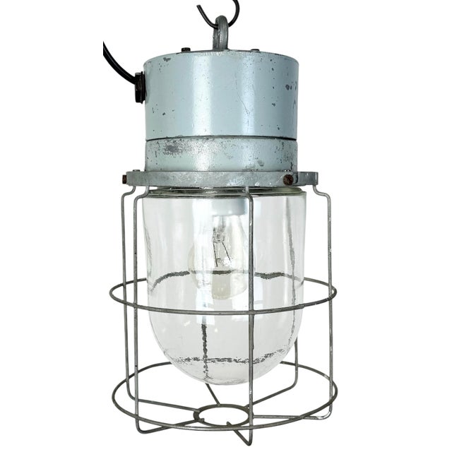 Industrial Aluminium Cage Light with Clear Glass from Elektrosvit, 1970s For Sale - Image 15 of 15