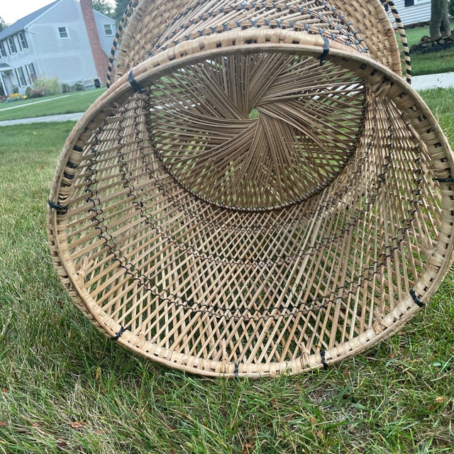 Mid 20th Century Mid Century Peacock Matching Wicker Side Table For Sale In Cleveland - Image 6 of 7