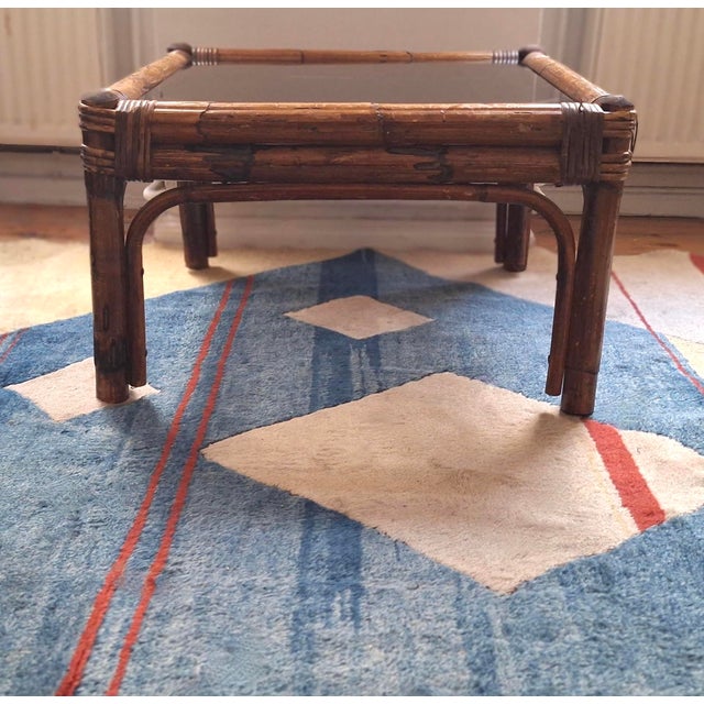 Mid-Century Modern Bamboo and Smoked Glass Coffee Table, 1960s For Sale - Image 3 of 8