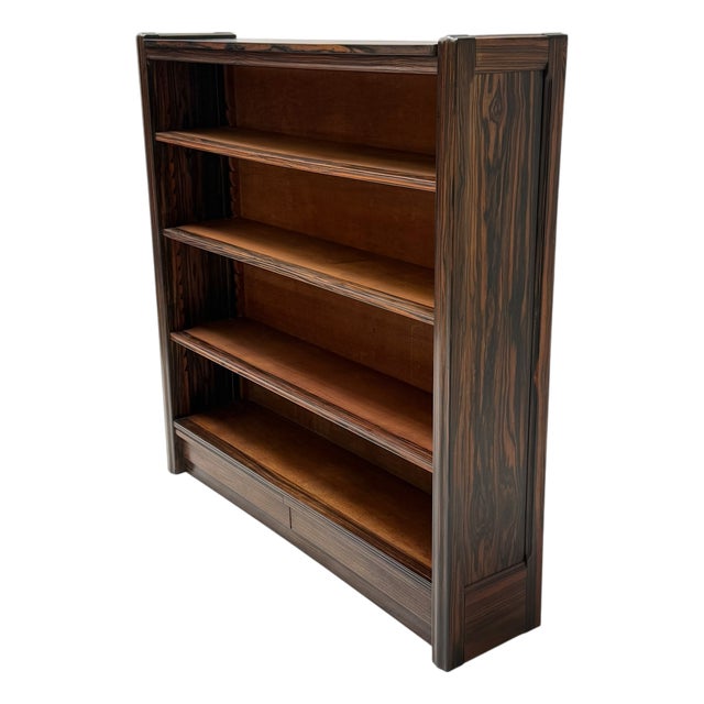 Art Deco Open Bookcase in Macassar Ebony with Oak Shelves, 1920s For Sale