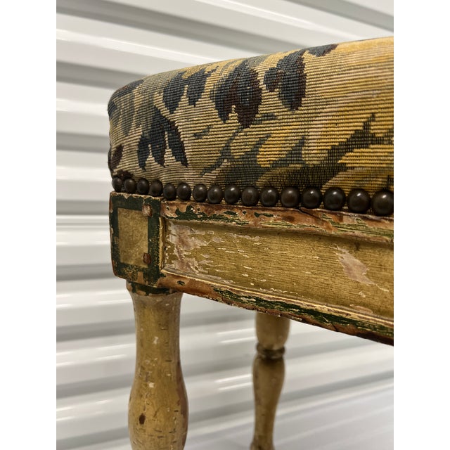 French 18th Century, French Paint Decorated & Tapestry Upholstered High Stool For Sale - Image 3 of 12
