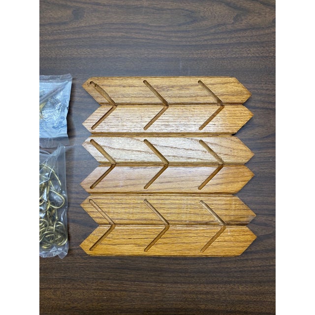 1970s 1970s Vintage Pendant Light Swag Lamp Geometric Wood Smoked Beveled Glass For Sale - Image 5 of 10