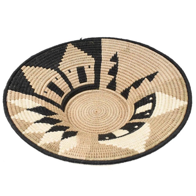 Early 20th Century Sisal Handwoven Beige Geometric House Basket Eswatini 12inch For Sale