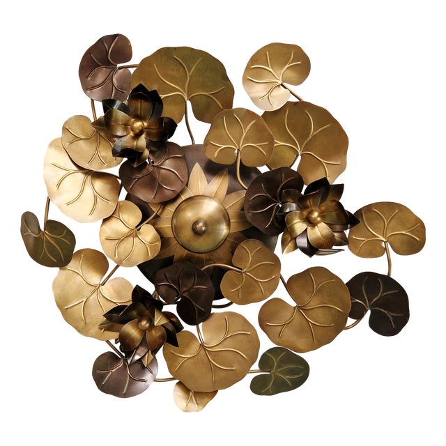 Hollywood Regency Style Brass Ceiling Light from Maison Jansen, 1970s For Sale
