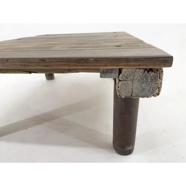 Vintage Industrial Wood & Iron Coffee Table, 1950s For Sale - Image 9 of 12