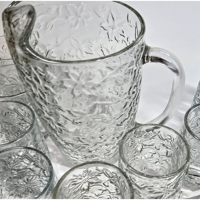 Contemporary Crystal Christmas Pitcher and Mugs- Set of Nine For Sale - Image 3 of 8