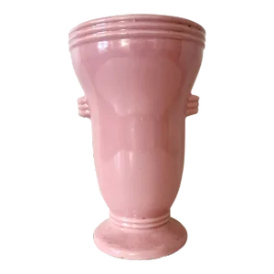 1940s McCoy Pottery Rose Pink Ceramic Appalachian Art Deco Large Streamline Moderne Flower Vase