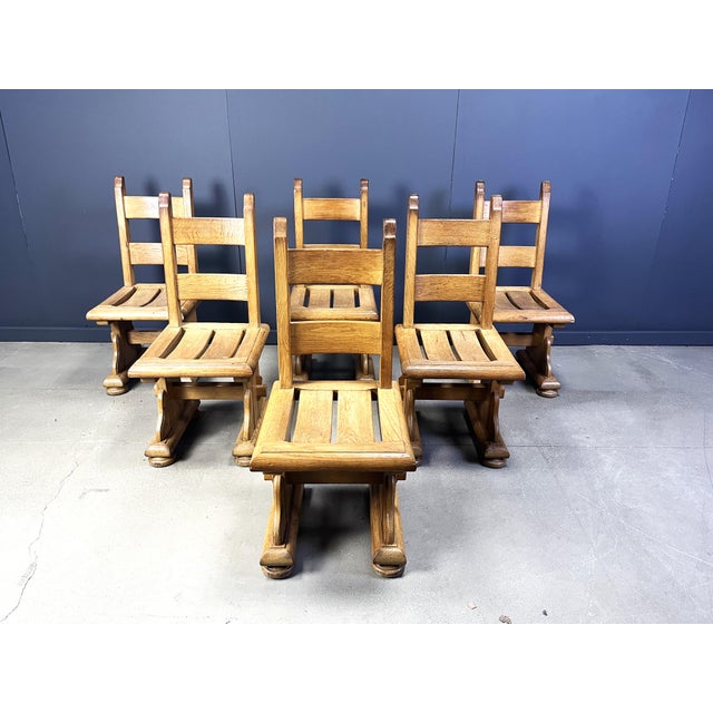 Brutalist Oak Dining Chairs, 1960s, Set of 6 For Sale - Image 11 of 11