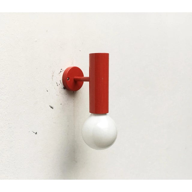Mid-Century Modern Minimalist Red Wall Lamps, Set of 2 For Sale - Image 18 of 18