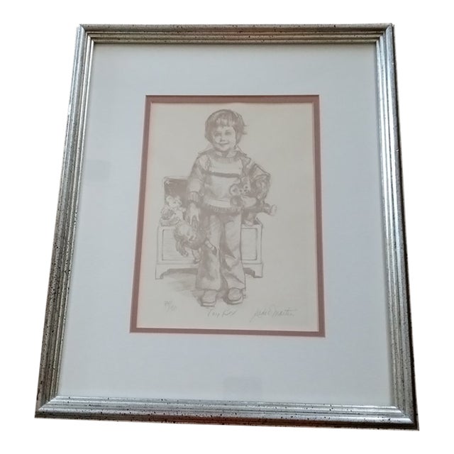 1970s Original Artist Signed 84/150 Lithograph "Toy Box" by Judie Martin. For Sale