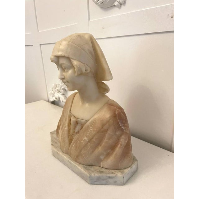 Mid 19th Century Antique Victorian Alabaster Bust, 1860 For Sale - Image 5 of 14