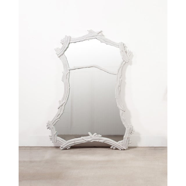 Contemporary Pair of John Dickinson Style White Lacquered Faux Bois Mirrors For Sale - Image 3 of 18