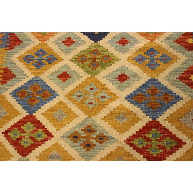 Textile Shabby Chic Kilim Ivory Gold Wool Rug - 5'0" X 6'5" For Sale - Image 7 of 7