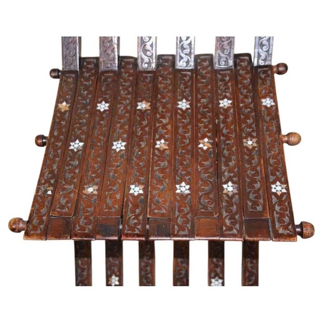 Antique Moorish Folding Chair with Mother-of-Pearl Inlay, Middle Eastern For Sale - Image 10 of 15