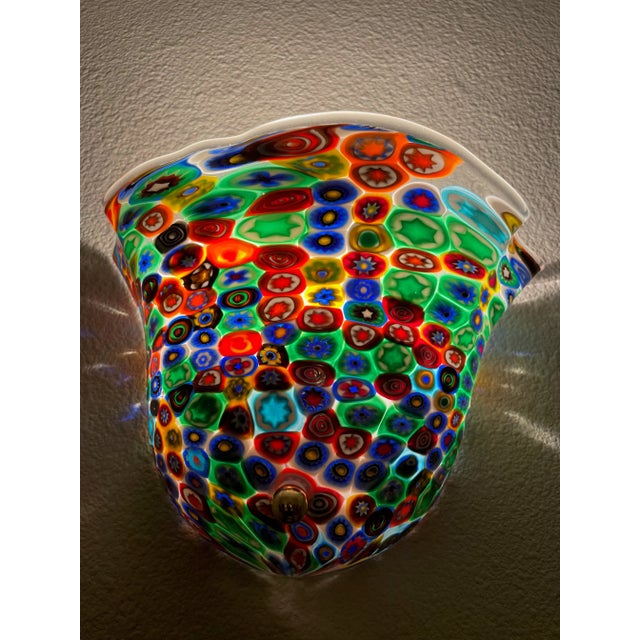Mediterranean Murano Millefiori Glass Wall Sconce For Sale - Image 3 of 12