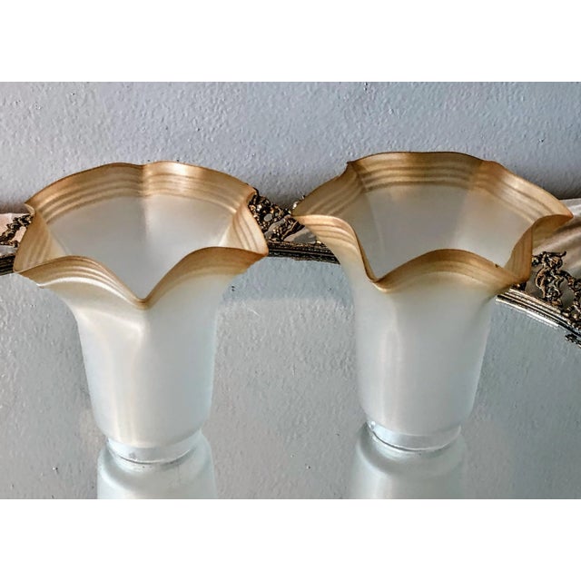 Off-white Pair of Late 20th Century Vianne Cognac Tulip Otteson Glass Satin Shades For Sale - Image 8 of 8