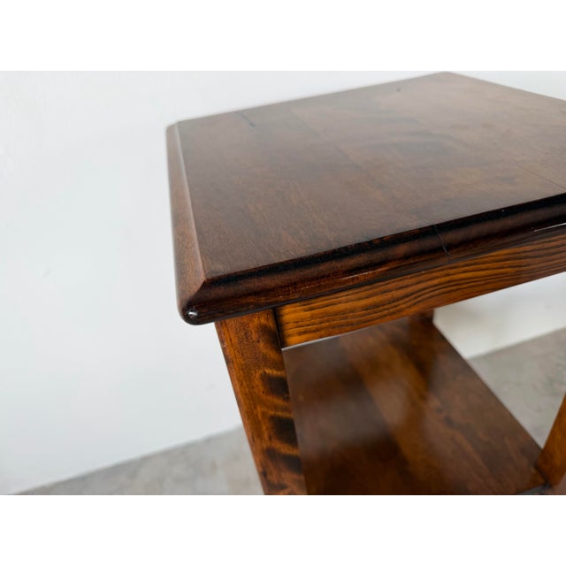 Brown Vintage Traditional Walnut Two-Tier Side Table With Turned Legs For Sale - Image 8 of 12
