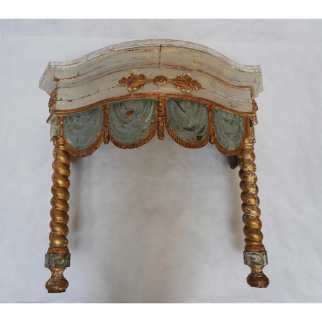 Wood Pair of 19th Century Italian Painted & Parcel Gilt Consoles by Mla For Sale - Image 7 of 18