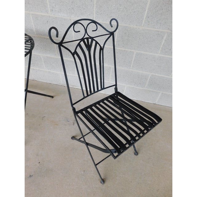 Vintage French Style Wrought Iron Outdoor Dining Bistro 3 Piece Set. Foldable for Storage "B" Features quality thick...