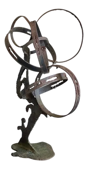 Brutalist Abstract Torch Cut Steel Sculpture