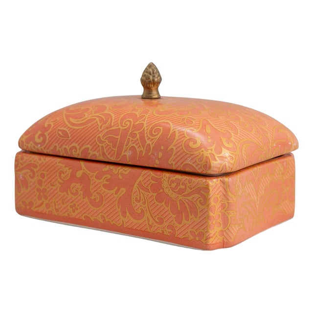 Williamsburg for Port 68 Richmond Damask Coral Box For Sale