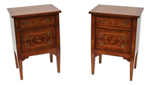 Louis XVI Bedside Tables with Inlays, 1990s, Set of 2