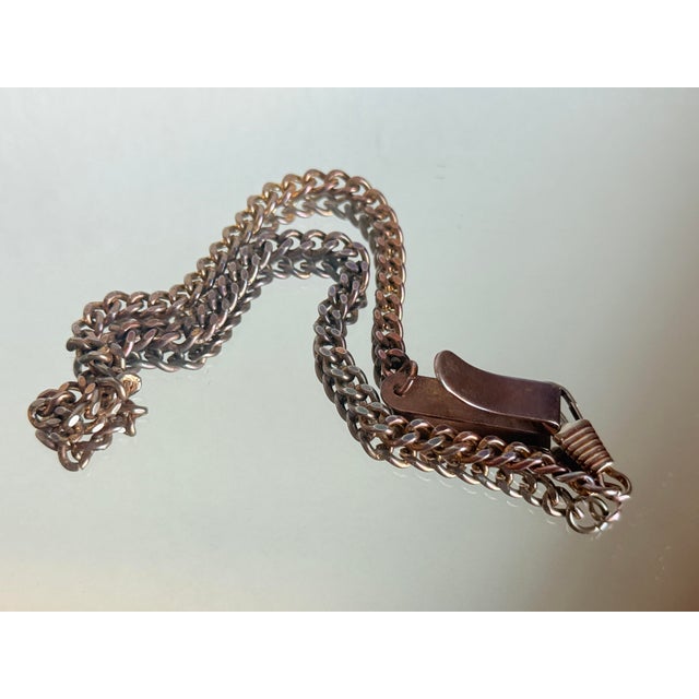 Vintage Victorian/Edwardian Revival Copper Chatelaine Chain v Belt Hook Watch Chain, 1960s For Sale - Image 15 of 17